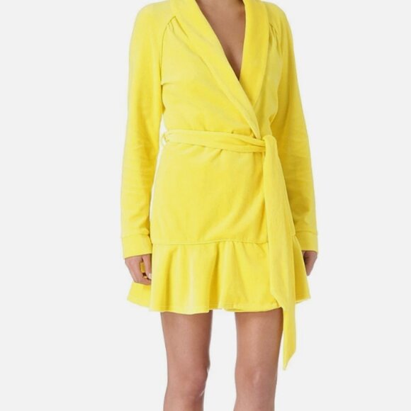 Juicy Couture Other - NWOT RARE JUICY COUTURE Y2K Bright Yellow Cotton Velour Ruffle Robe Womens S